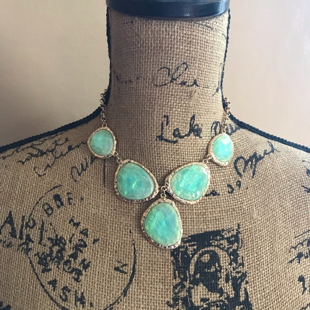 New York & Co Gold and Shimmering Opal Choker